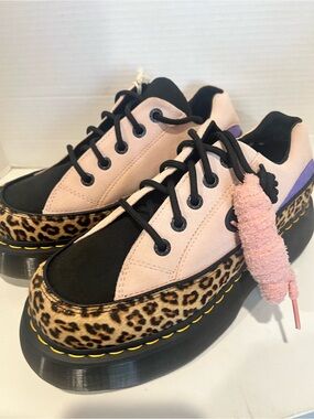 Dr. Martens Buzz 5-Eye Leopard and Suede Platforms Size W9